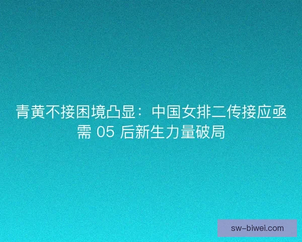 青黄不接困境凸显：中国女排二传接应亟需 05 后新生力量破局